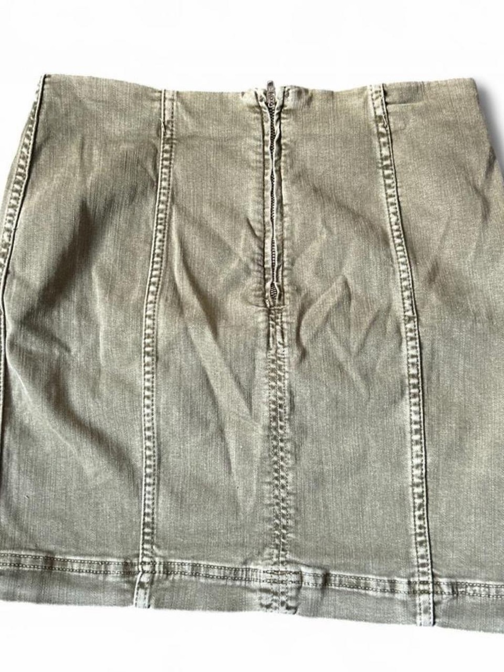 Free People Olive Green Denim Mini Skirt